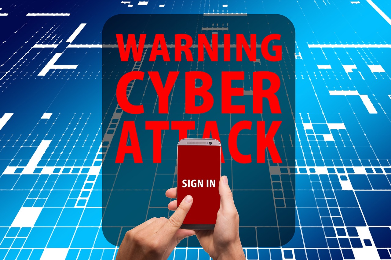 A cyber attack warning on smartphone