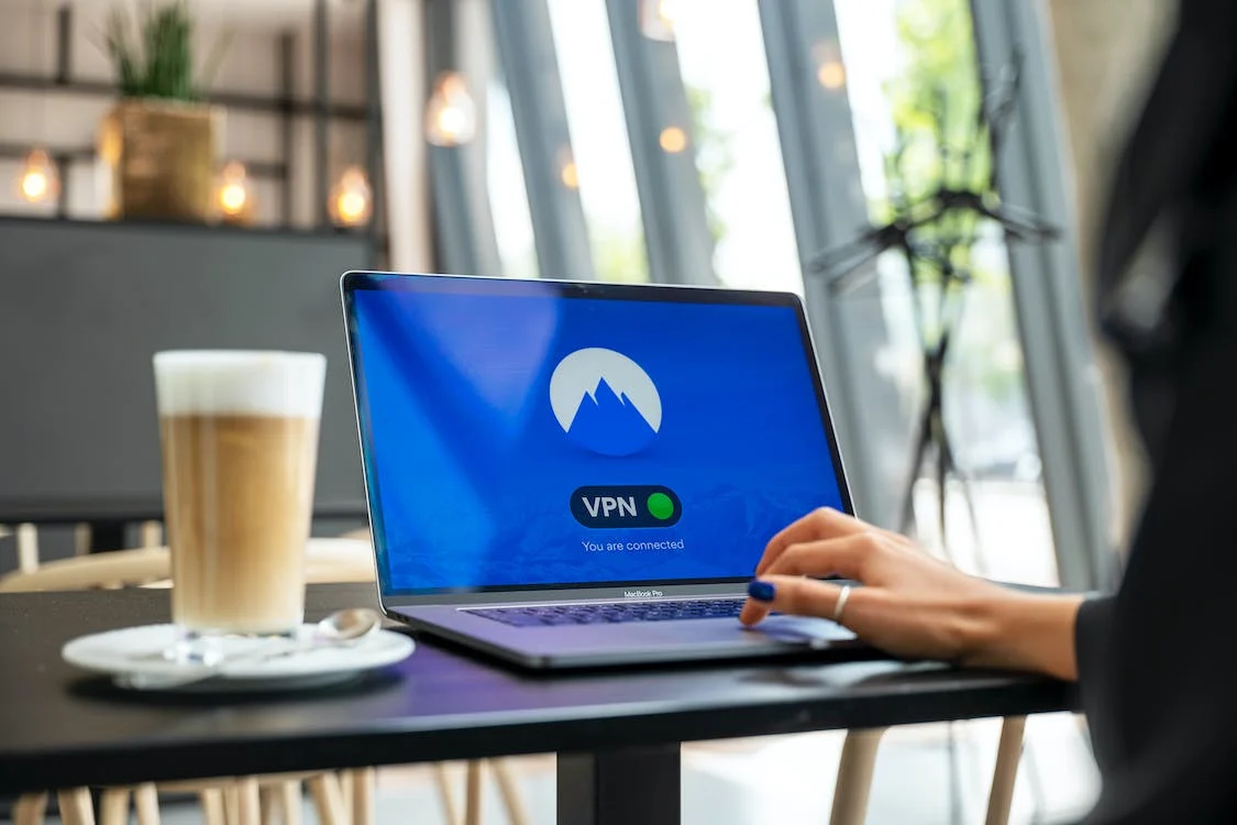 A girl using VPN on her laptop