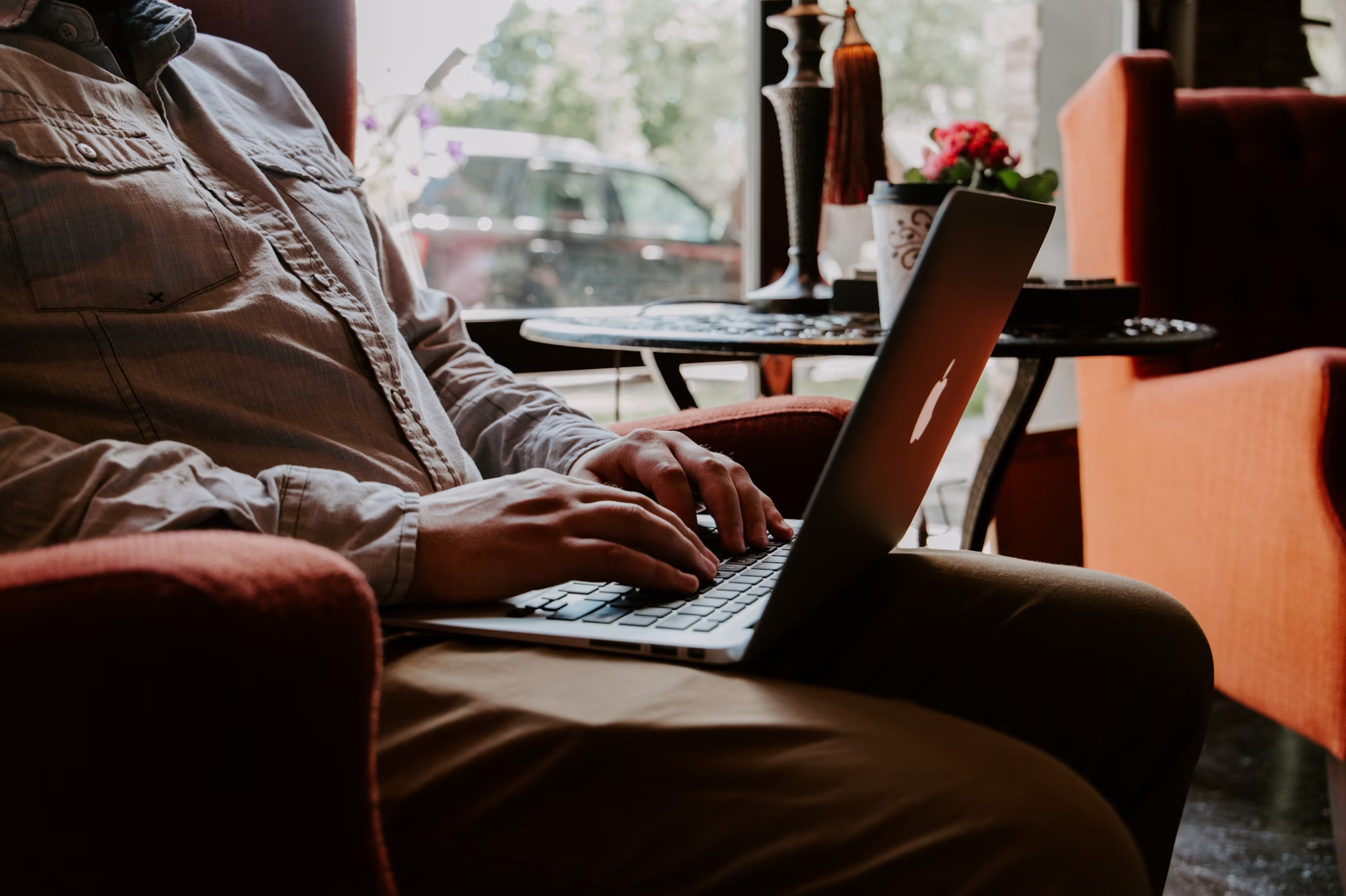 A man using his MacBook