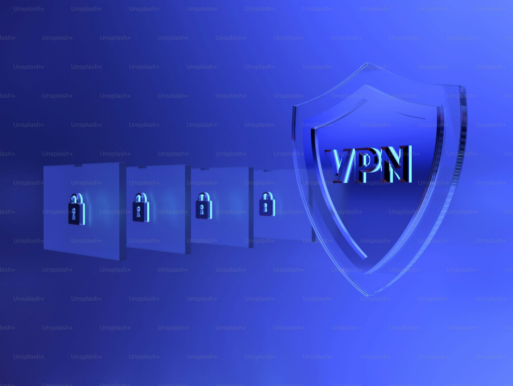 An illustration of locks and a sign with VPN written on it